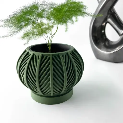 The Lorv Planter Pot with Drainage Tray | Modern & Unique Home Decor- 0095