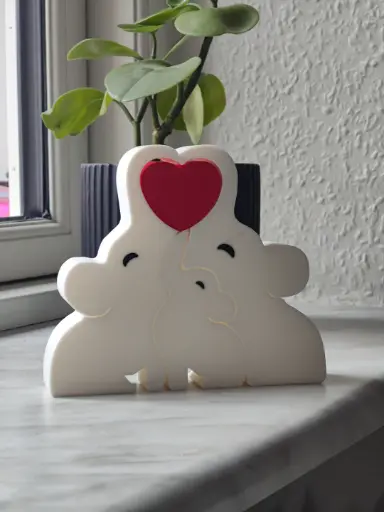 Elephant Family with Heart Sculpture for Home Decor - 9014