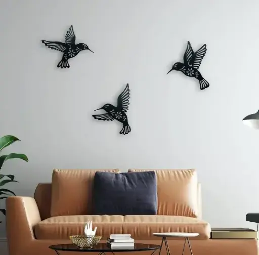 Flying Hummingbird Modern Wall Art for Home Office Wall Decor | Pack of 3 - 9001